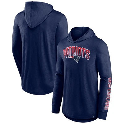 Men's Fanatics Navy New England Patriots Front Runner Long Sleeve Hooded T-Shirt