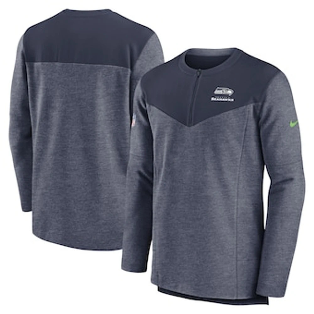 Men's Nike College Navy Seattle Seahawks Sideline Lockup Performance - Quarter-Zip Top