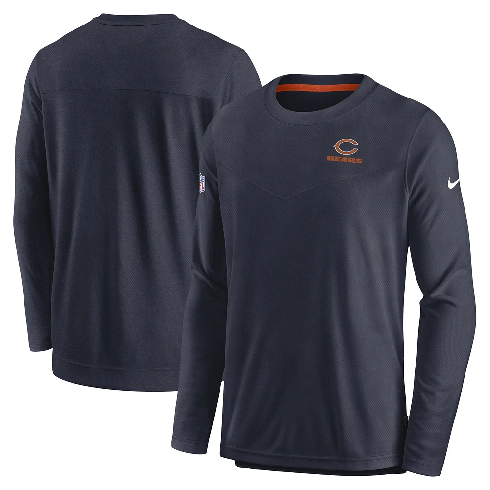 Men's Nike Navy Chicago Bears Sideline Lockup Performance - Long Sleeve T-Shirt