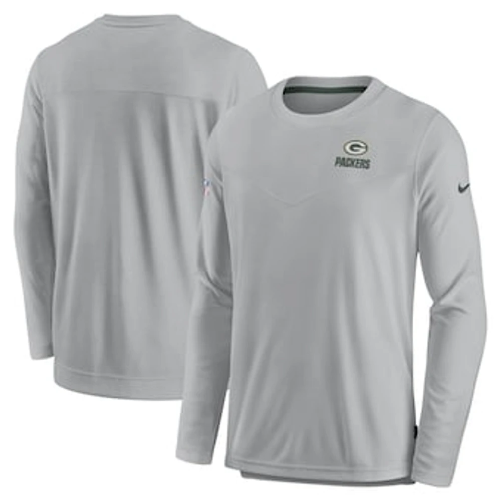 Men's Nike Gray Green Bay Packers Sideline Lockup Performance - Long Sleeve T-Shirt