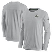 Men's Nike Gray Green Bay Packers Sideline Lockup Performance - Long Sleeve T-Shirt