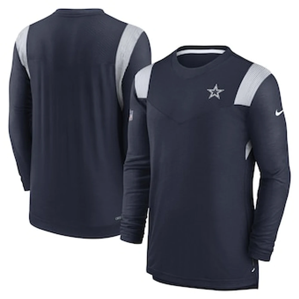 Men's Nike Navy/White Dallas Cowboys Sideline Performance Long Sleeve T-Shirt