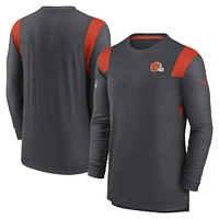 Men's Nike Charcoal Cleveland Browns Sideline Performance - Long Sleeve T-Shirt