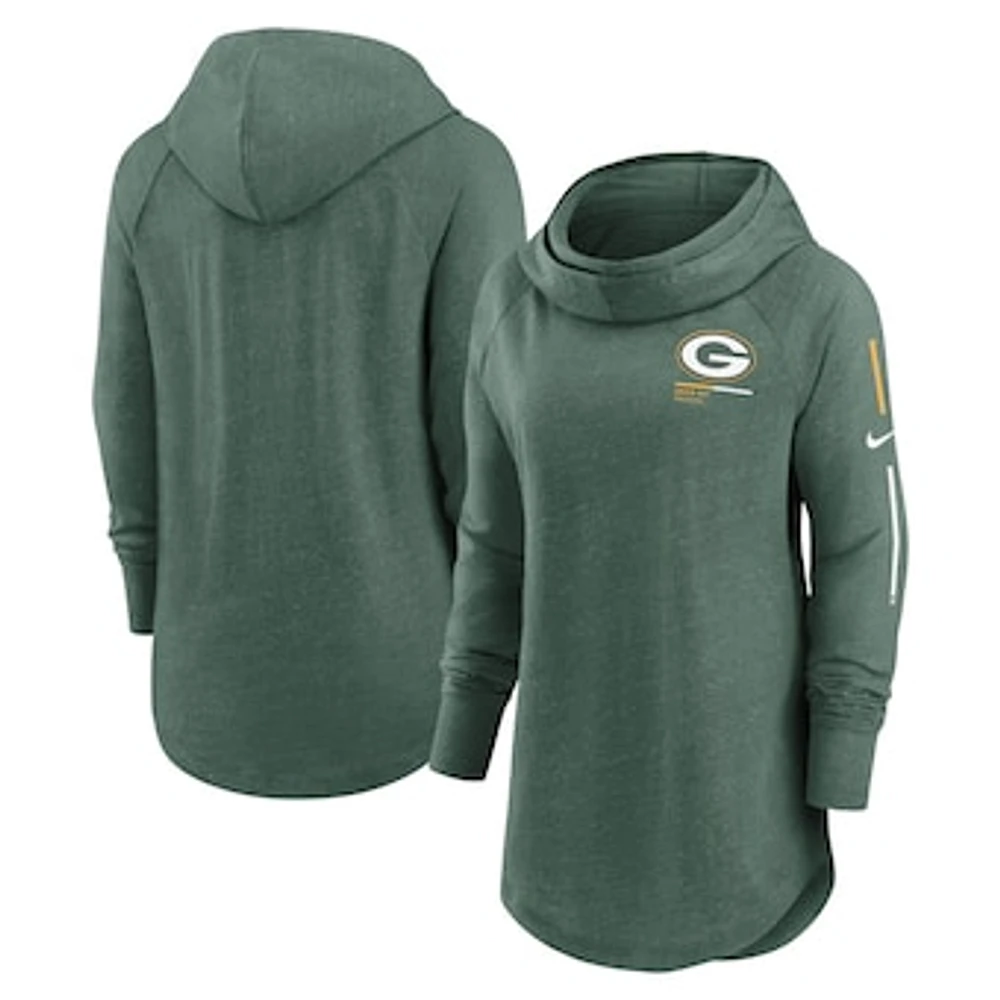 Women's Nike Green Bay Packers Statement Funnel Neck Raglan - Pullover Hoodie