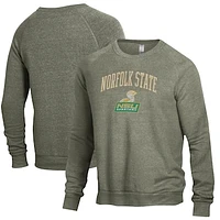 Men's Heathered Green Norfolk State Spartans The Champ Tri-Blend Pullover Sweatshirt