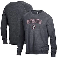 Men's Heathered Black Northeastern Huskies The Champ Tri-Blend Pullover Sweatshirt