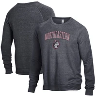 Men's Heathered Black Northeastern Huskies The Champ Tri-Blend Pullover Sweatshirt