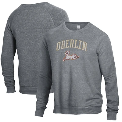 Men's Heathered Gray Oberlin Yeomen The Champ Tri-Blend Pullover Sweatshirt