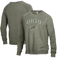 Men's Heathered Green Ohio Bobcats The Champ Tri-Blend Pullover Sweatshirt