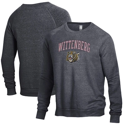 Men's Heathered Black Wittenberg University Tigers The Champ Tri-Blend Pullover Sweatshirt
