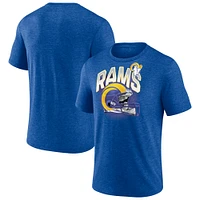 Men's Fanatics Heathered Royal Los Angeles Rams End Around Tri-Blend T-Shirt