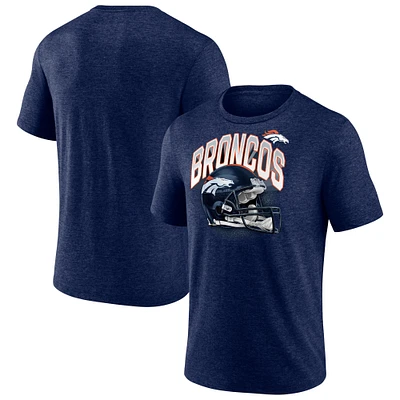 Men's Fanatics Heathered Navy Denver Broncos End Around Tri-Blend T-Shirt