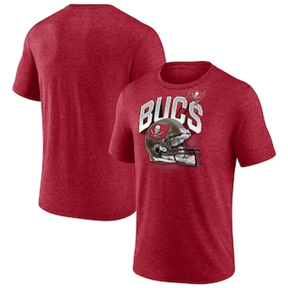 Men's Fanatics Heathered Red Tampa Bay Buccaneers End Around Tri-Blend T-Shirt