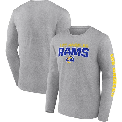 Men's Fanatics Heathered Gray Los Angeles Rams Go the Distance Long Sleeve T-Shirt