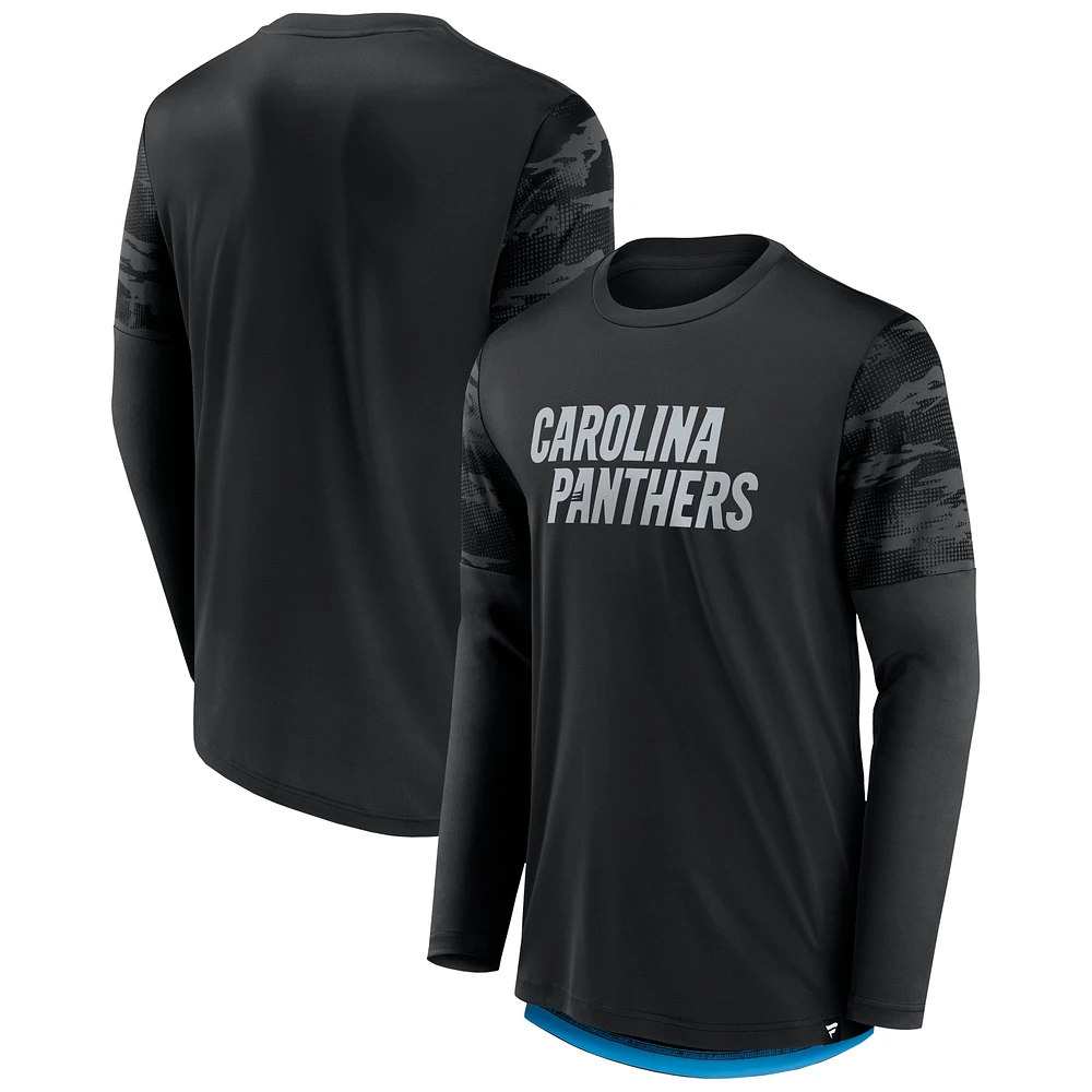 Men's Fanatics Black/Blue Carolina Panthers Square Off Long Sleeve T-Shirt