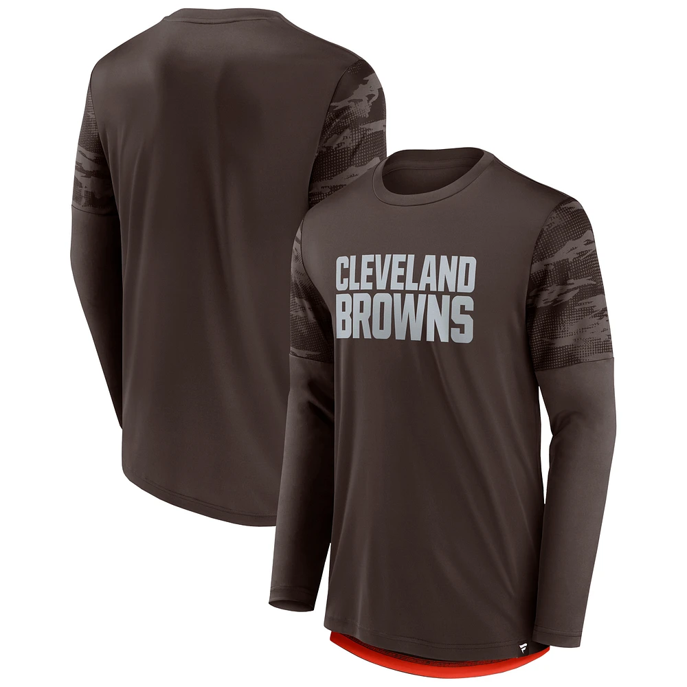 Men's Fanatics Brown/Orange Cleveland Browns Square Off Long Sleeve T-Shirt