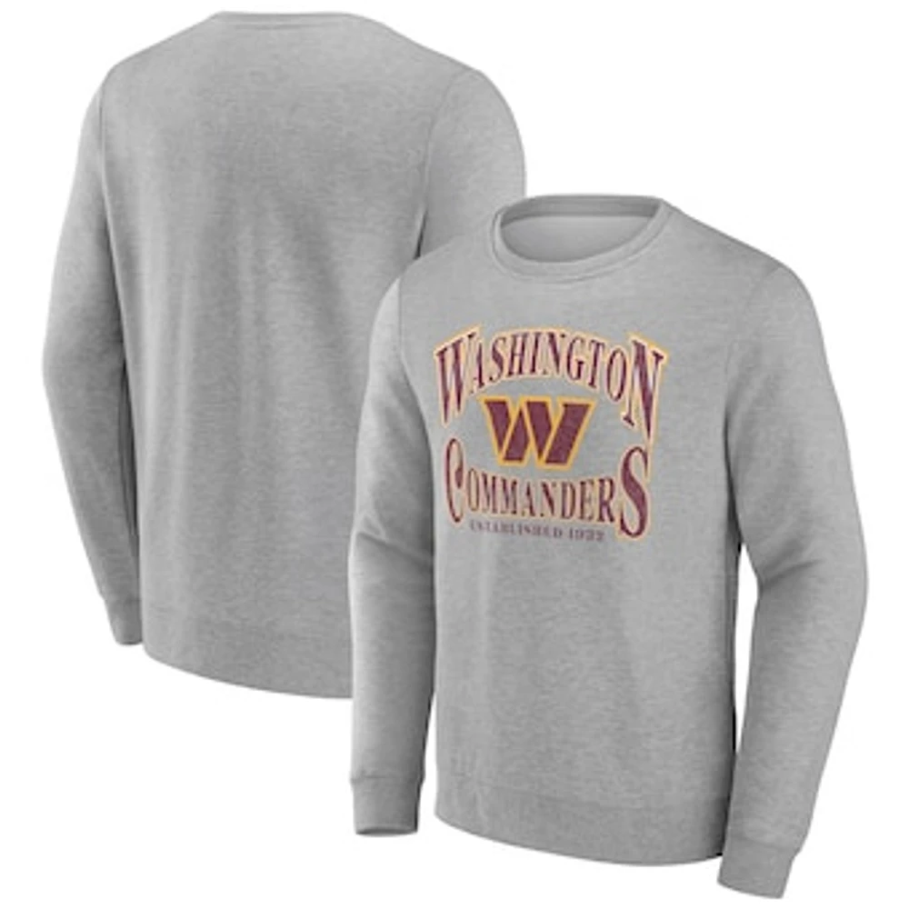 Men's Fanatics Heather Gray Washington Commanders Playability Pullover Sweatshirt