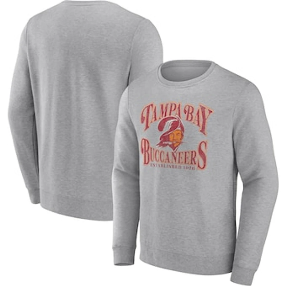 Men's Fanatics Heathered Charcoal Tampa Bay Buccaneers Playability Pullover Sweatshirt