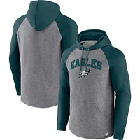 Men's Fanatics Heathered Gray/Midnight Green Philadelphia Eagles By Design Raglan Pullover Hoodie