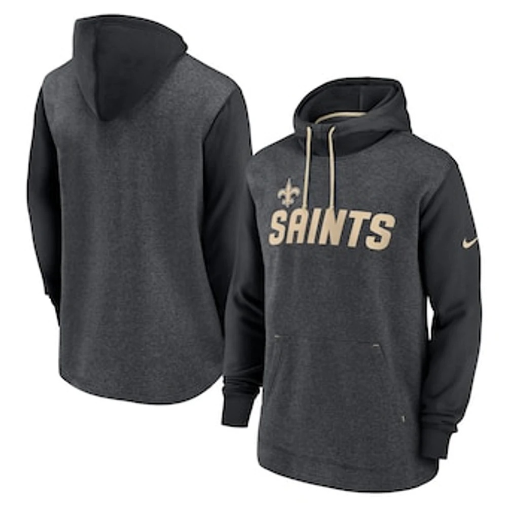 Men's Nike Heathered Charcoal/Black New Orleans Saints Fan Gear Legacy Pullover Hoodie