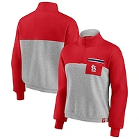 Women's Fanatics Red/Heather Gray St. Louis Cardinals Iconic Cinch Waist Quarter-Zip Top