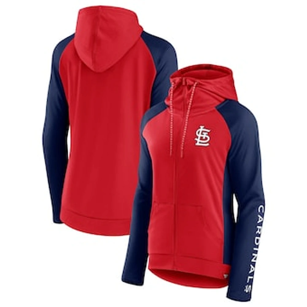 Women's Fanatics Red/Navy St. Louis Cardinals Iconic Raglan Full-Zip Hoodie