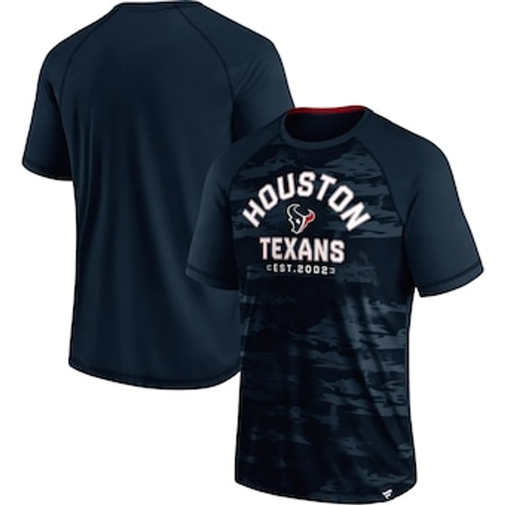 Men's Fanatics Navy Houston Texans Hail Mary Raglan T-Shirt