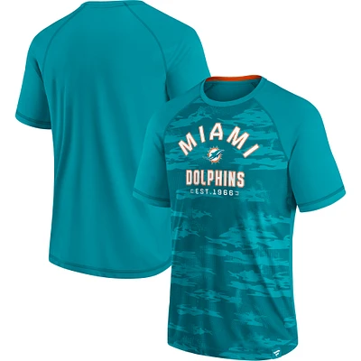 Men's Aqua Miami Dolphins Hail Mary Raglan T-Shirt