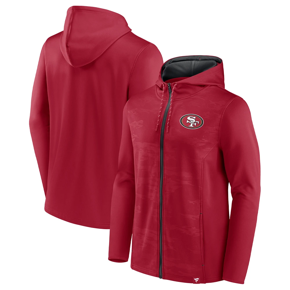 Men's Fanatics Scarlet/Black San Francisco 49ers Ball Carrier Full-Zip Hoodie