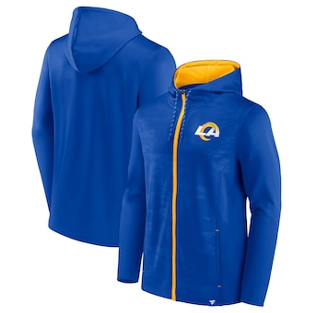 Men's Fanatics Royal/Gold Los Angeles Rams Ball Carrier Full-Zip Hoodie