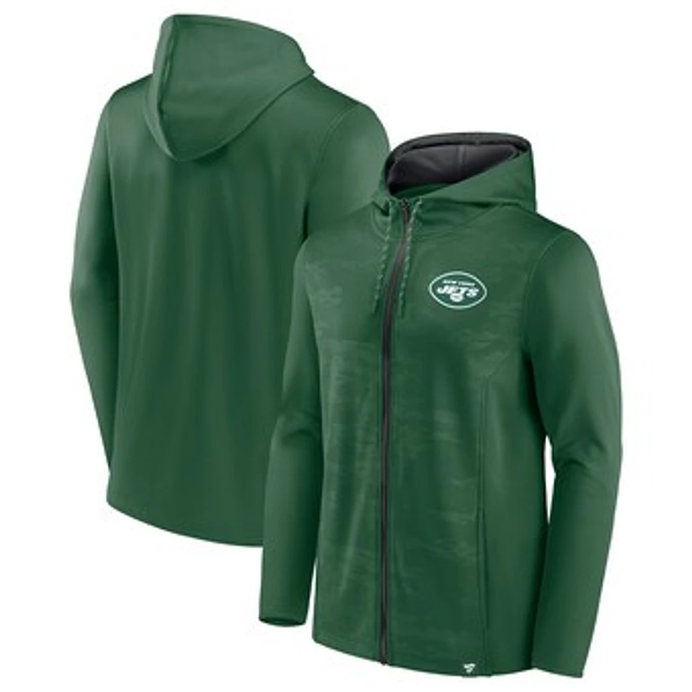 Men's Fanatics Green/Black New York Jets Ball Carrier Full-Zip Hoodie