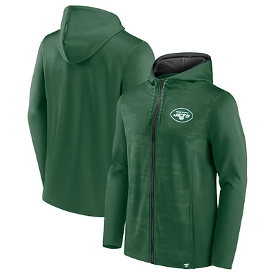 Men's Fanatics Green/Black New York Jets Ball Carrier Full-Zip Hoodie