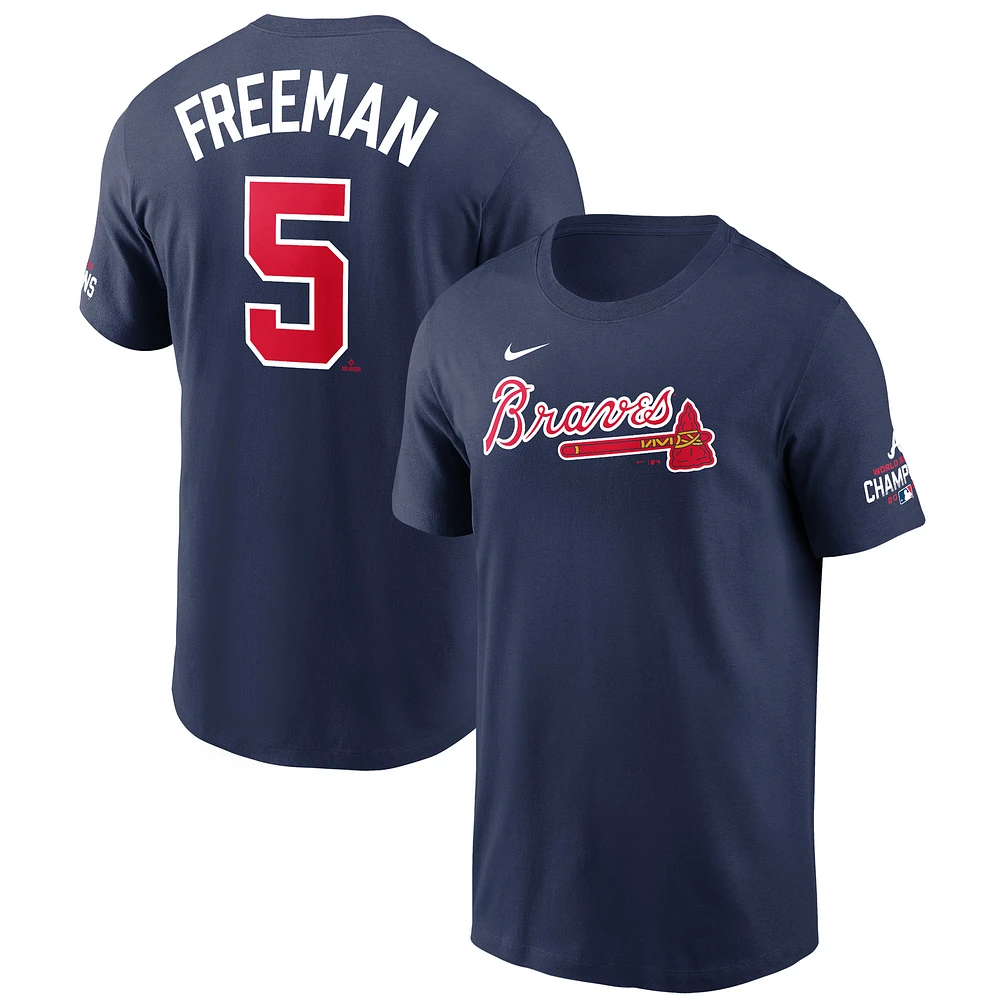 Men's Nike Freddie Freeman Navy Atlanta Braves 2021 World Series Champions Player Name & Number T-Shirt