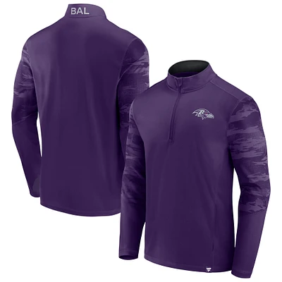 Men's Fanatics Purple/Black Baltimore Ravens Defender Quarter-Zip Jacket