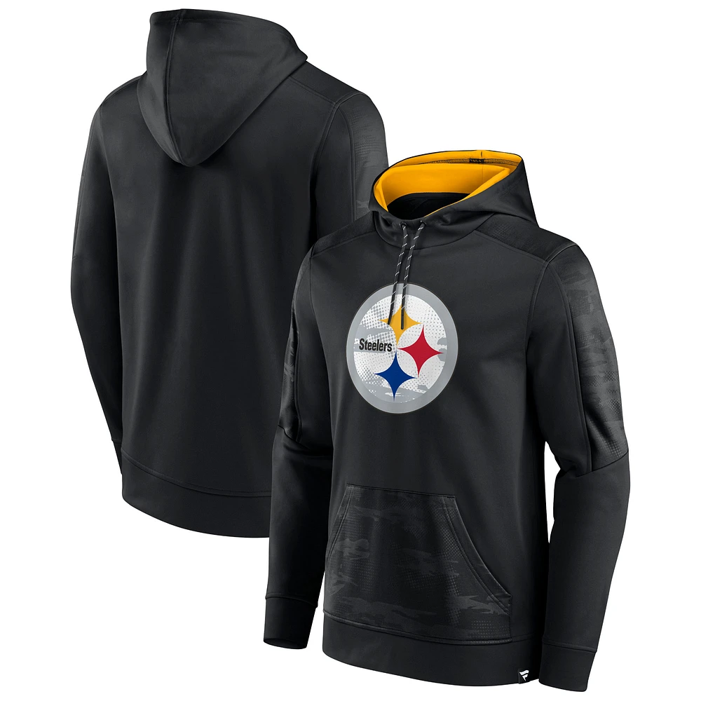 Men's Fanatics Black/Gold Pittsburgh Steelers On The Ball Defender Pullover Hoodie