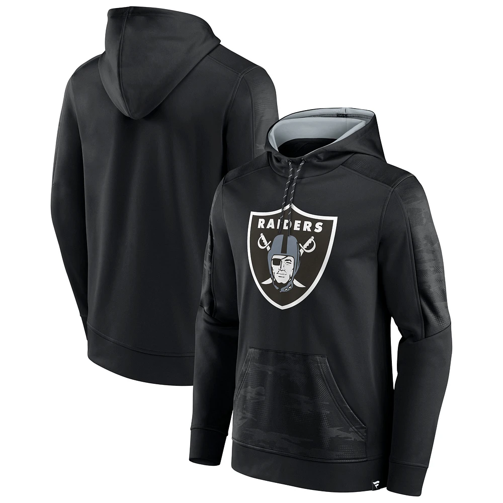 Men's Fanatics Black/Silver Las Vegas Raiders On The Ball Defender Pullover Hoodie