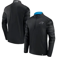 Men's Fanatics Black Carolina Panthers Ringer Quarter-Zip Jacket
