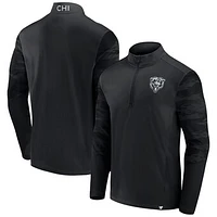 Men's Fanatics Chicago Bears Blackout Ringer Quarter-Zip Top