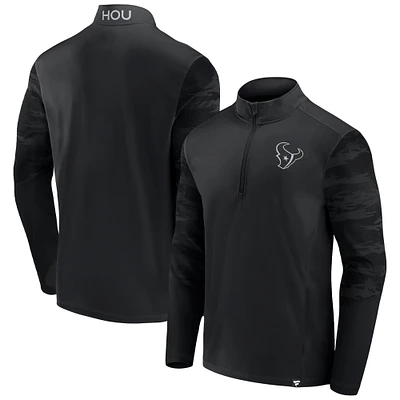 Men's Fanatics Houston Texans Blackout Ringer Quarter-Zip Top