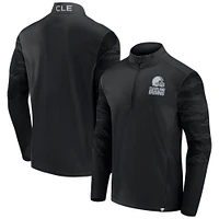 Men's Fanatics Cleveland Browns Blackout Ringer Quarter-Zip Top