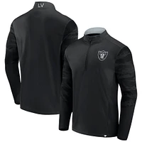 Men's Fanatics Las Vegas Raiders Blackout Ringer Quarter-Zip Top