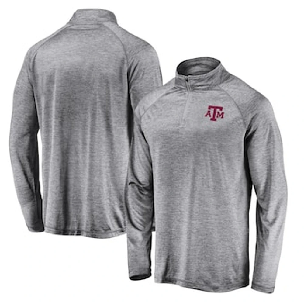 Men's Fanatics Gray Texas A&M Aggies Striated Raglan Lightweight Quarter-Zip Top