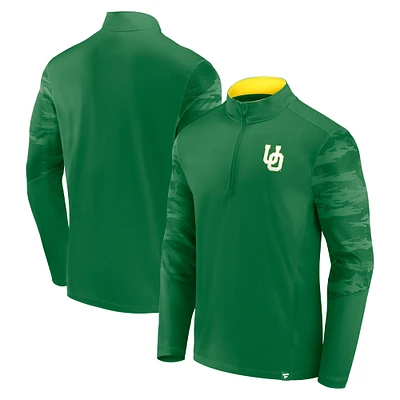 Men's Fanatics Green Oregon Ducks Ringer Quarter-Zip Top