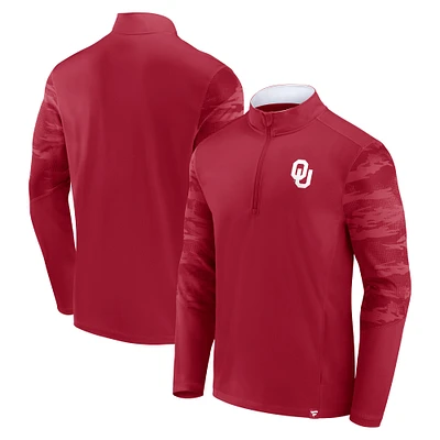 Men's Fanatics Crimson Oklahoma Sooners Ringer Quarter-Zip Top