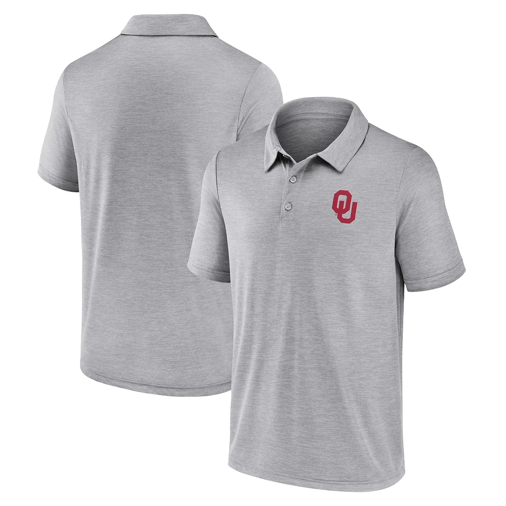 Men's Fanatics Gray Oklahoma Sooners Striated Primary Logo Polo