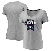 Women's Fanatics Heathered Gray Atlanta Braves 2021 World Series Champions Locker Room V-Neck T-Shirt