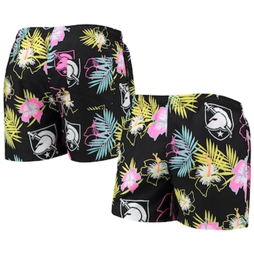 Men's FOCO Black Army Knights Neon Floral Swim Trunks