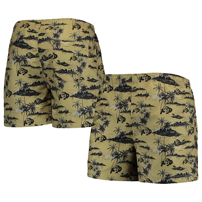 Men's FOCO Gold Colorado Buffaloes Island Palm Swim Trunks