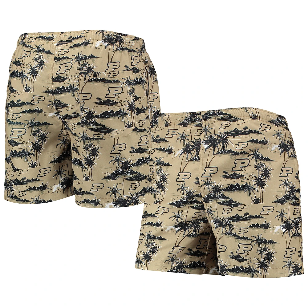 Men's FOCO Gold Purdue Boilermakers Island Palm Swim Trunks