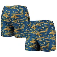 Men's FOCO Navy West Virginia Mountaineers Island Palm Swim Trunks